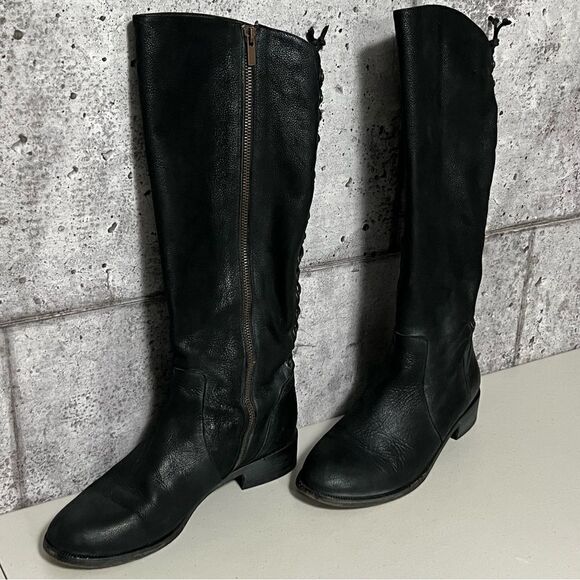 joie Leather Corset Lace Up Distressed Boots - Picture 2 of 10